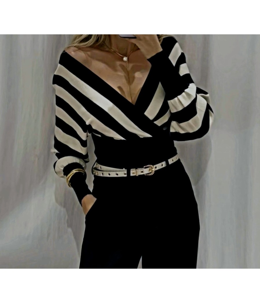JERSEY DE PUNTO ESCOTE CRUZADO