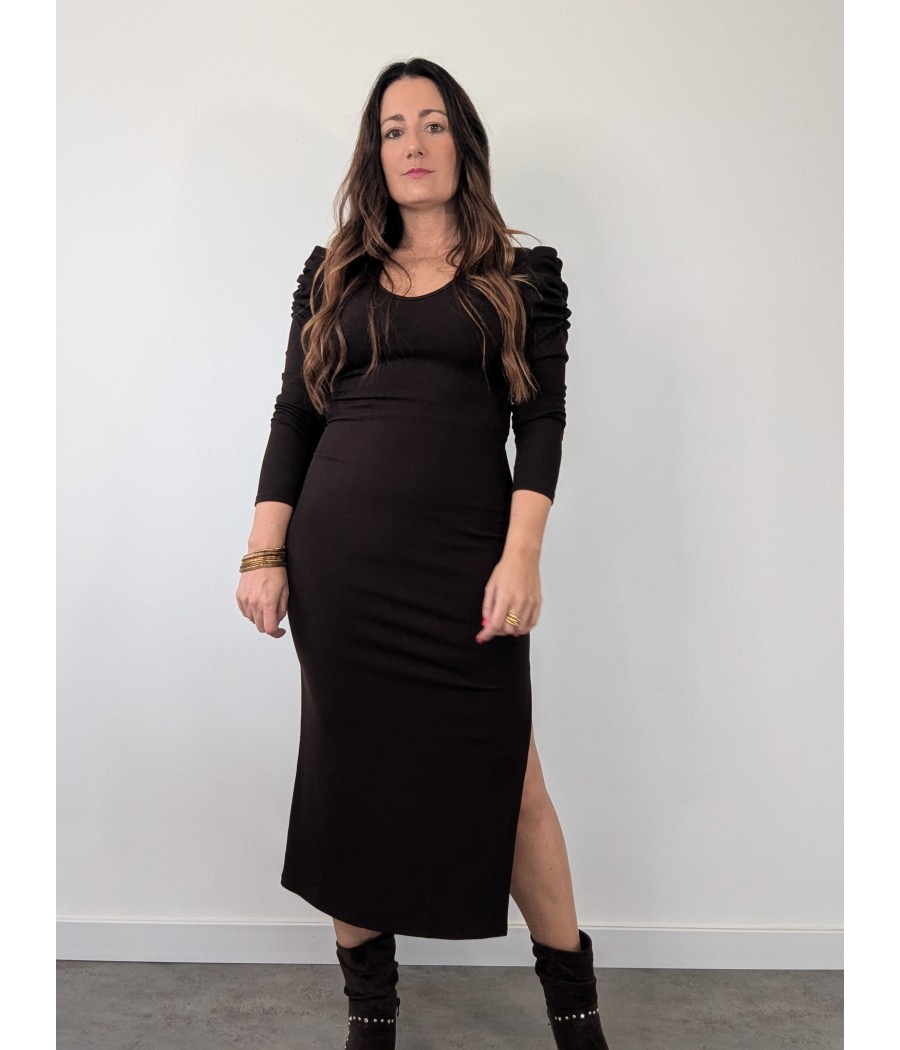 VESTIDO MANGA FRUNCIDA