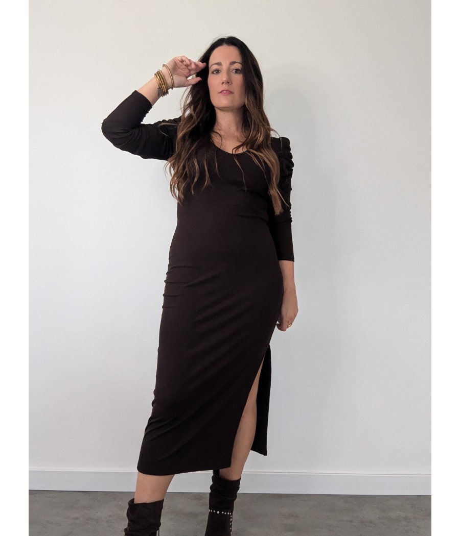 VESTIDO MANGA FRUNCIDA